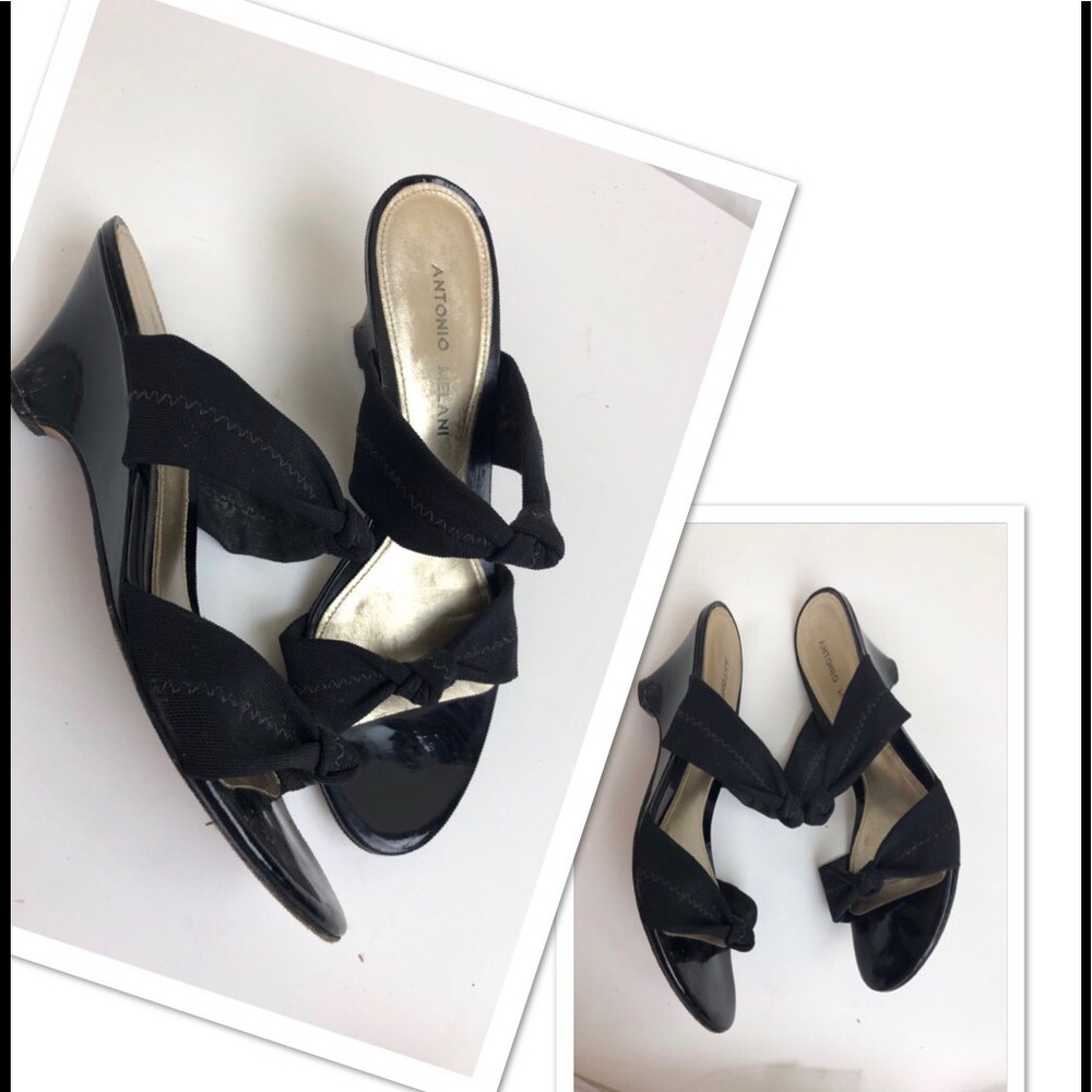 Antonio Melani Size 7 kitten heel wedge black